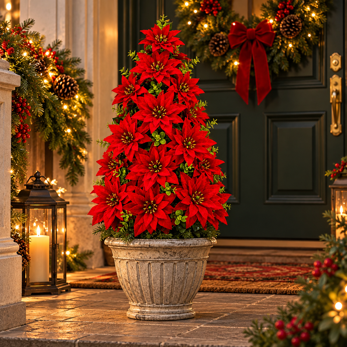 Artificial Poinsettia Christmas Tree