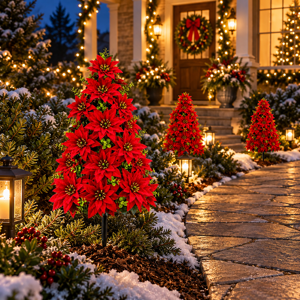 Artificial Poinsettia Christmas Tree