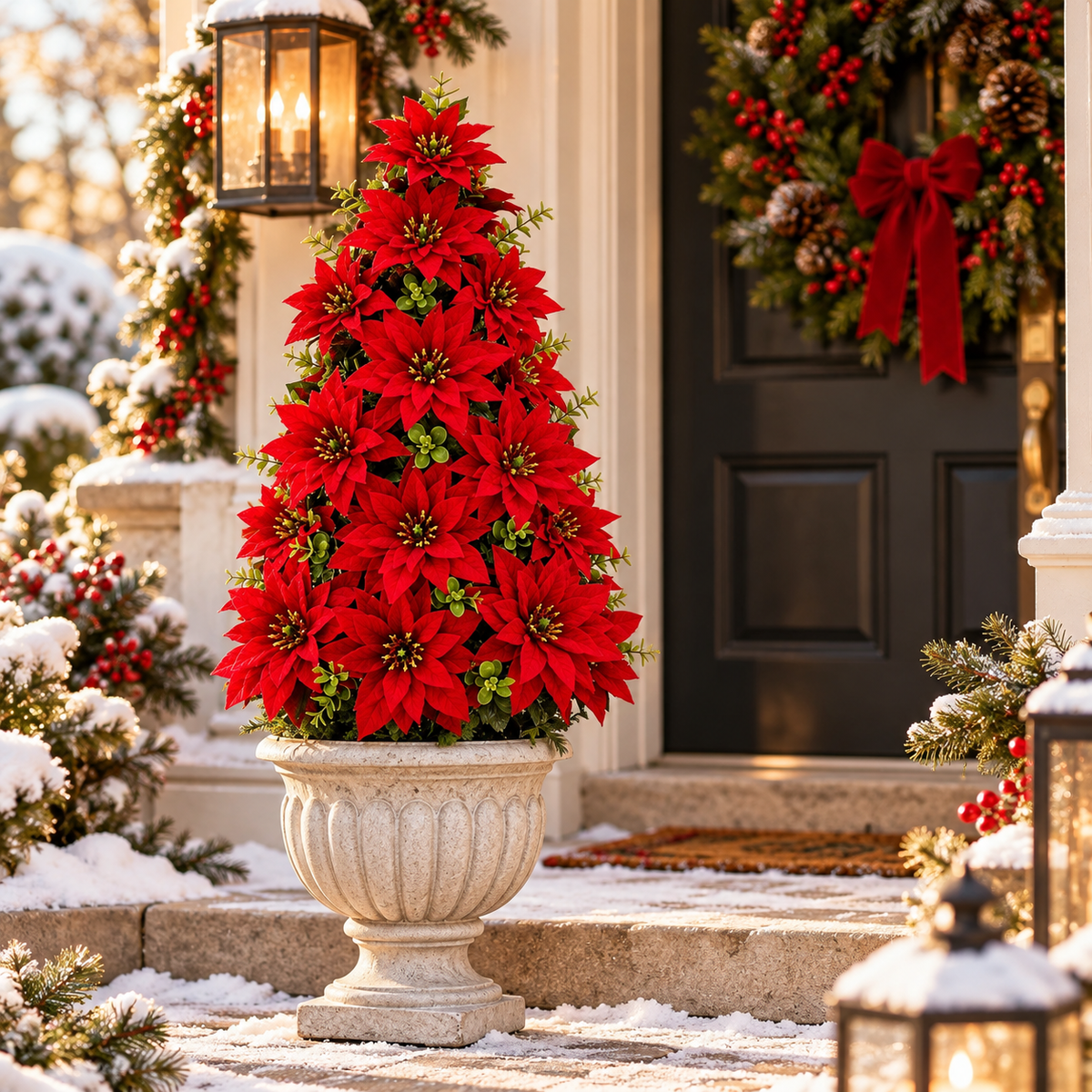 Artificial Poinsettia Christmas Tree