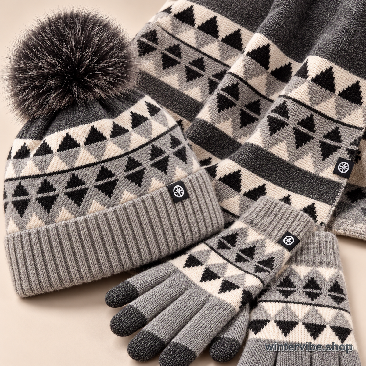 Women’s 3-Piece Winter Hat, Scarf & Gloves Set
