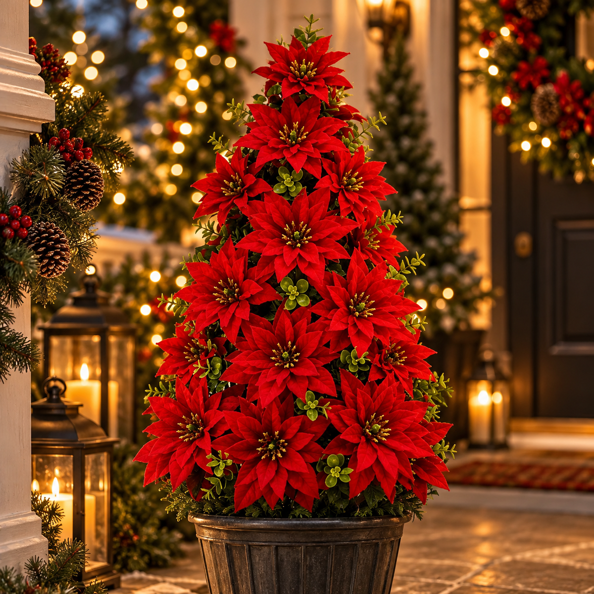 Artificial Poinsettia Christmas Tree