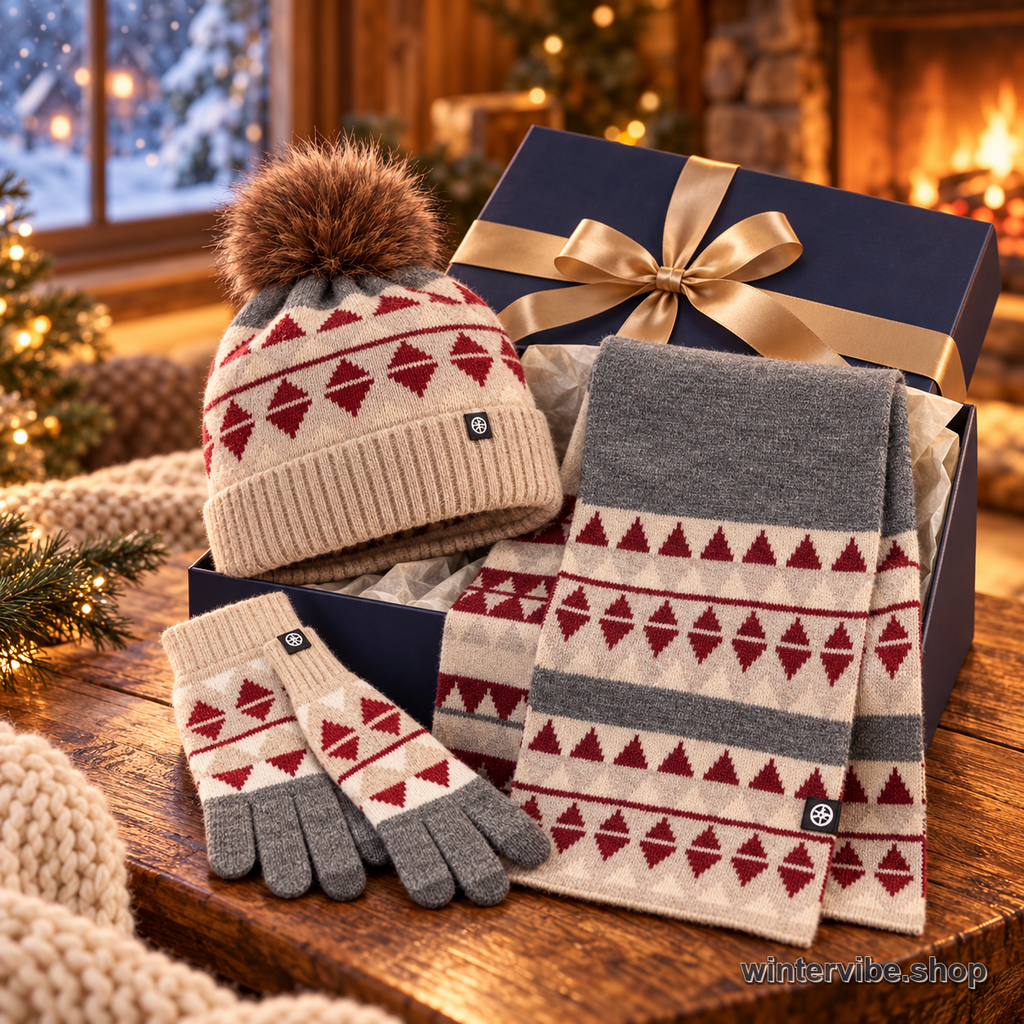 Women’s 3-Piece Winter Hat, Scarf & Gloves Set